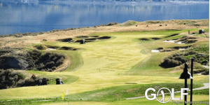 Tobiano Golf Course first hole overlooking Kamloops Lake in British Columbia