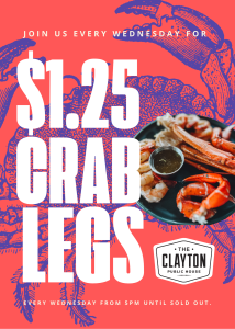 $1.25 crab legs Vancouver special at The Clayton Public House